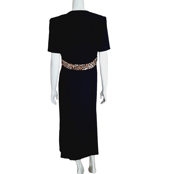 Vintage 90s Small Column Dress Button Front Animal Print Keyhole Neck - Picture 5 of 7